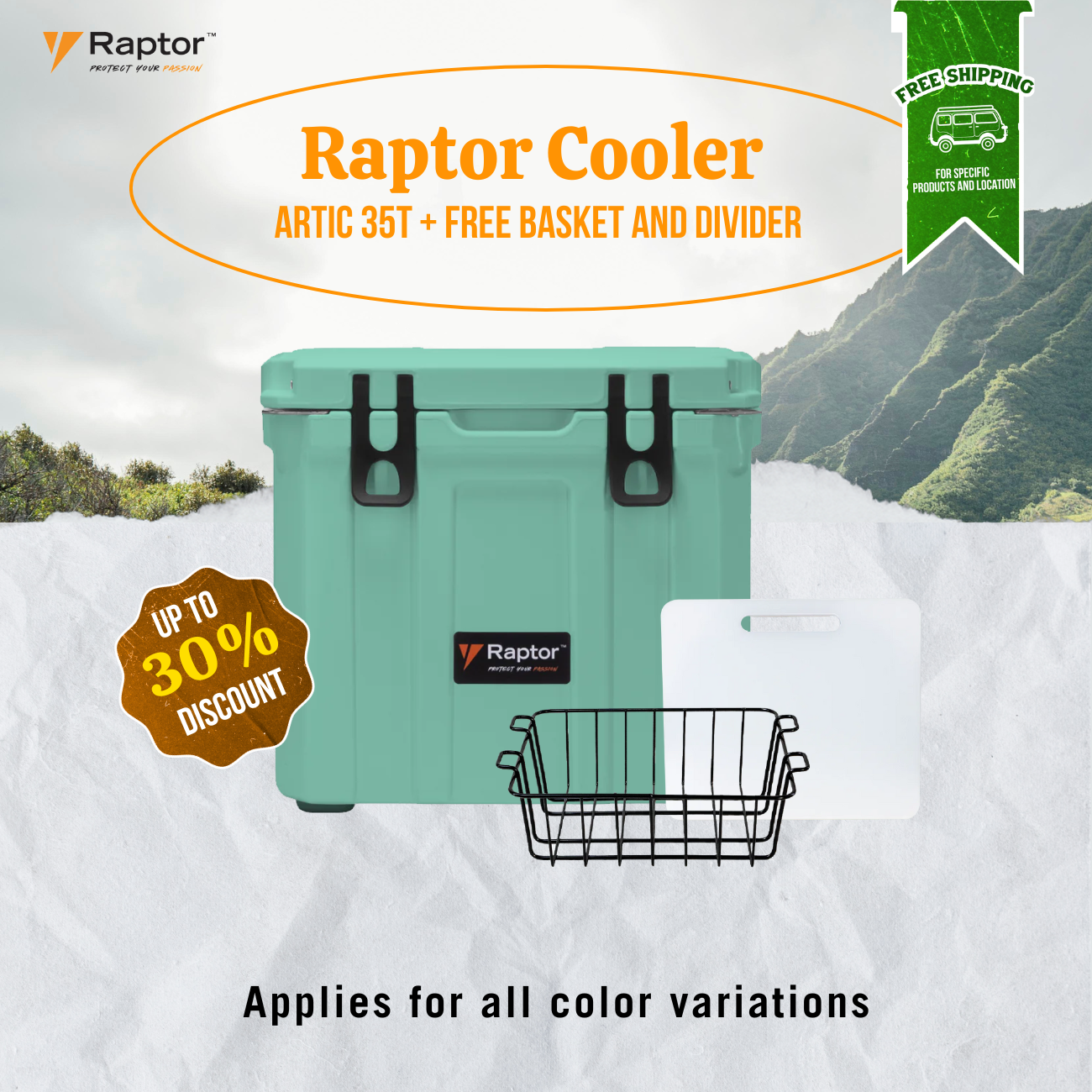 Raptor Cooler Arctic 35T + Free Basket and Divider