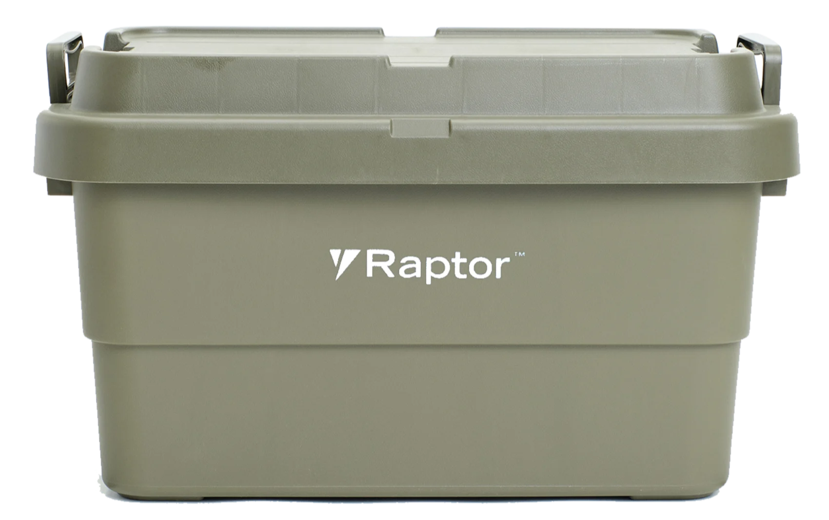 Green storage box with 'Raptor' logo on a white background
