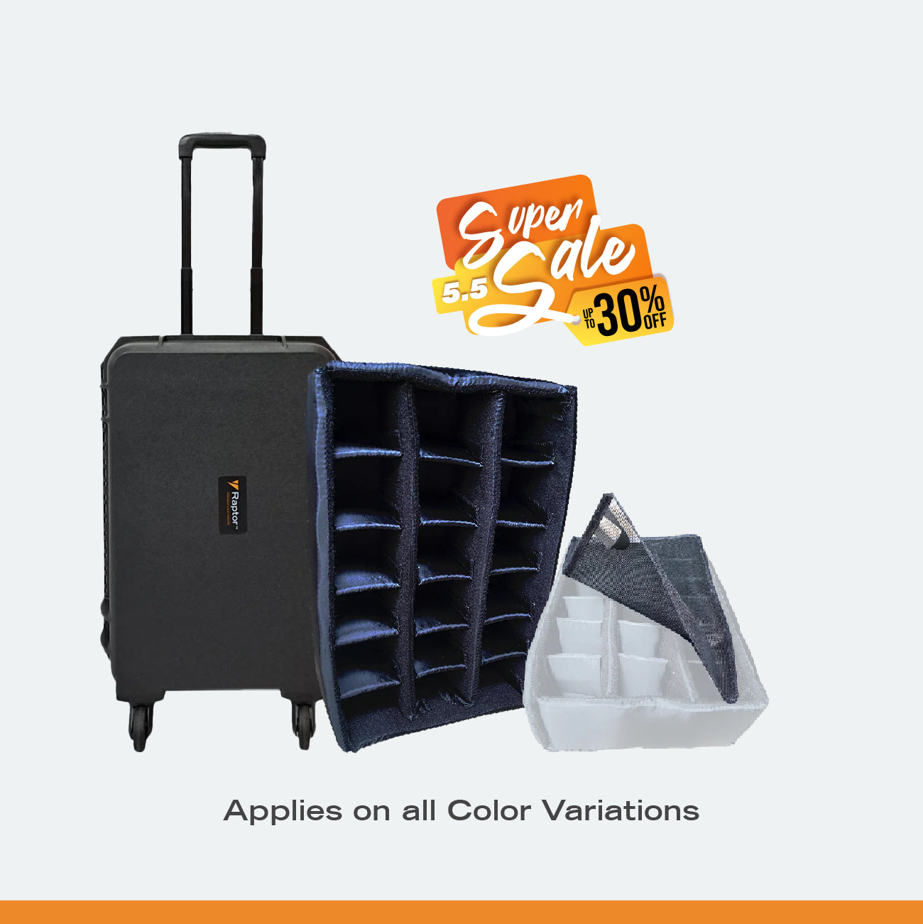 Raptor Case Air Trolley 6500  + Divider + Cover Bundle