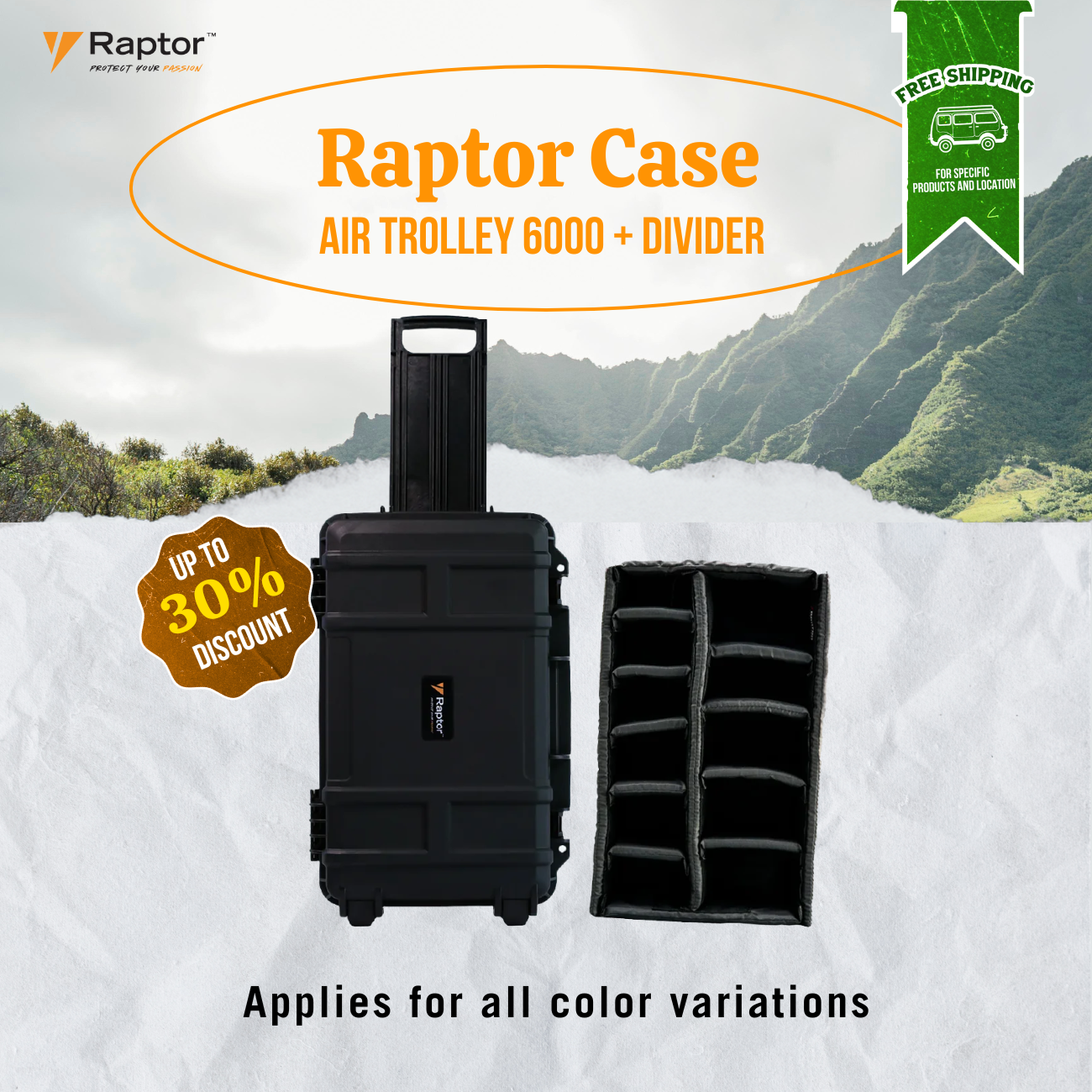 Raptor Case Air Trolley 6000 + Divider Bundle