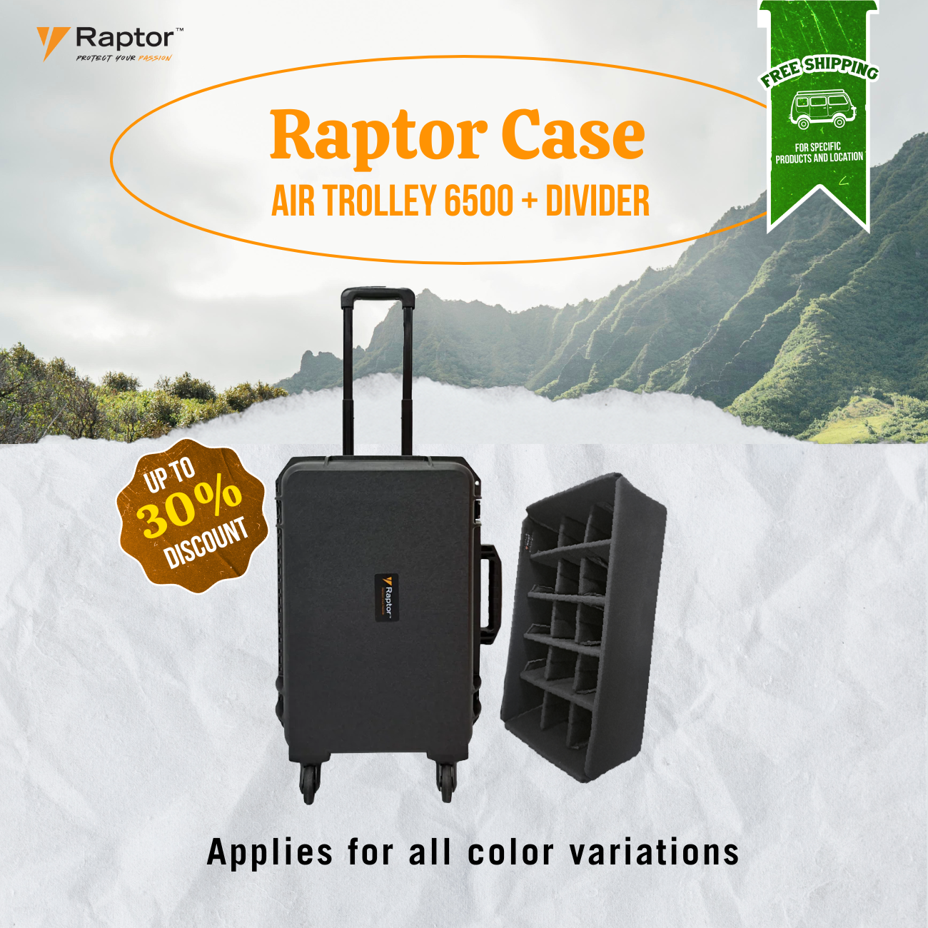 Raptor Case Air Trolley 6500 + Divider Bundle