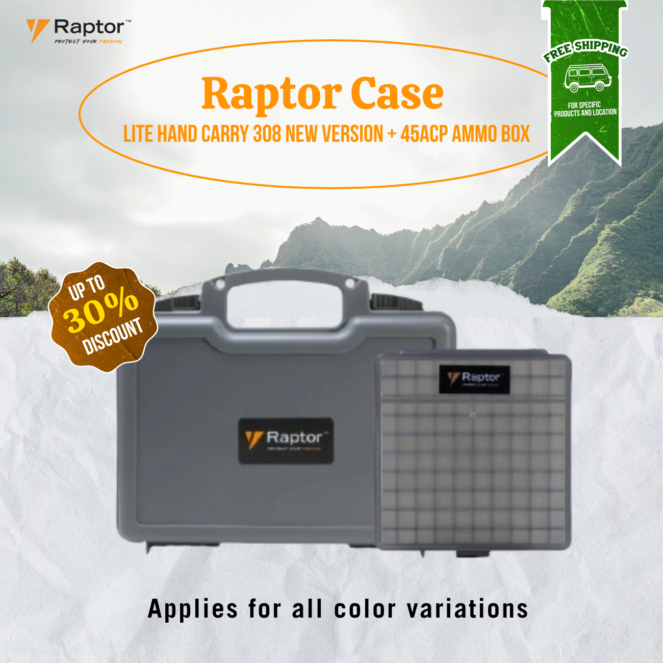 Raptor Case Lite Hand Carry 308  + 45acp Ammo Box Bundle