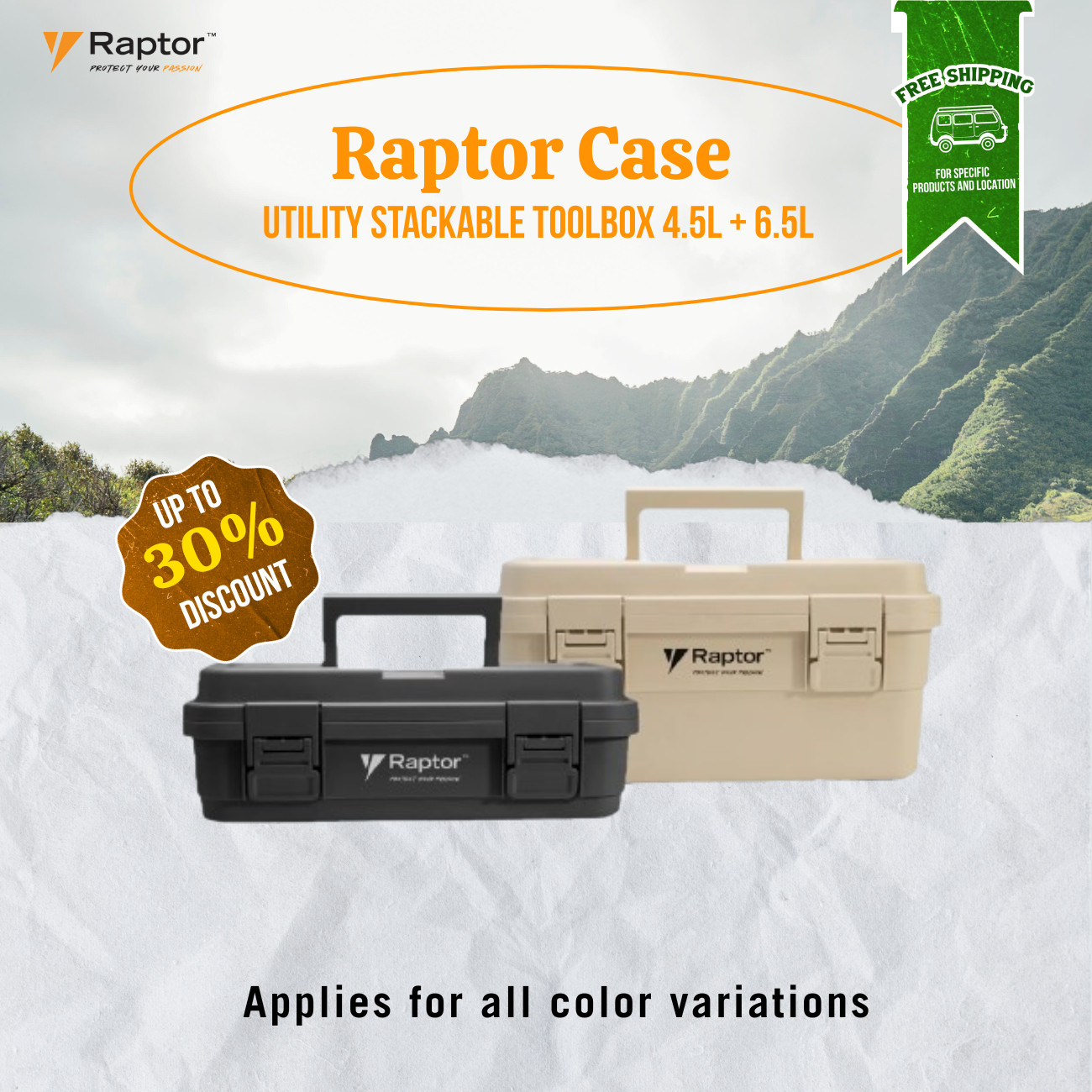 Raptor Case Utility Stackable Tool box 4.5L + 6.5L Bundle