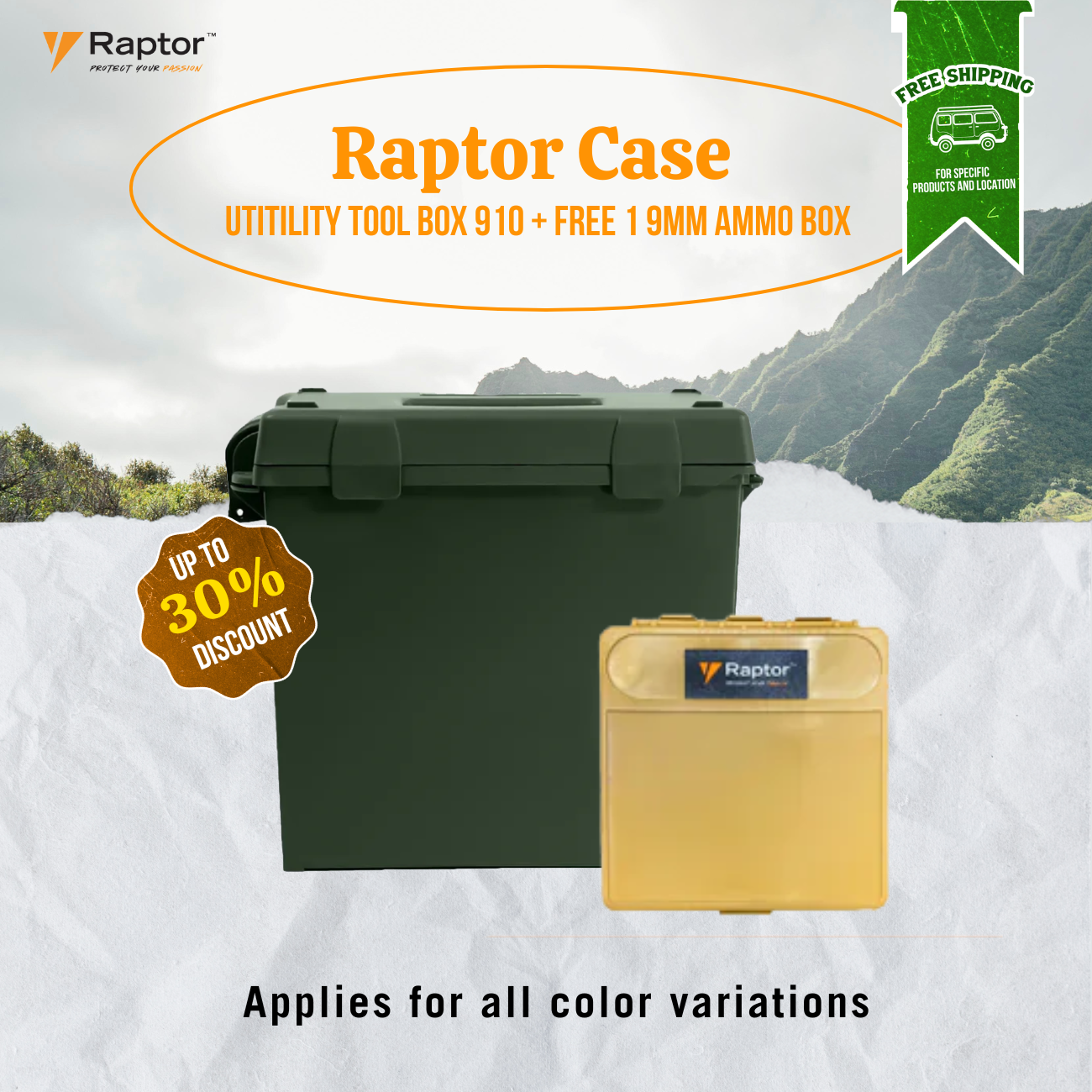 Raptor Case Utility Tool Box 910 + 9mm Ammo Box