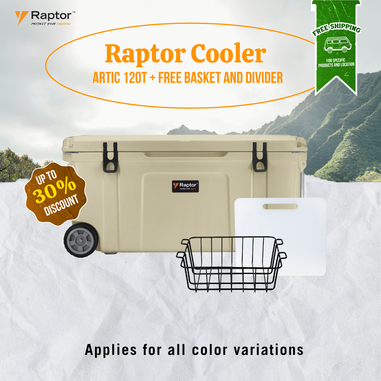 Raptor Cooler Arctic 120T + Free Basket and Divider Bundle