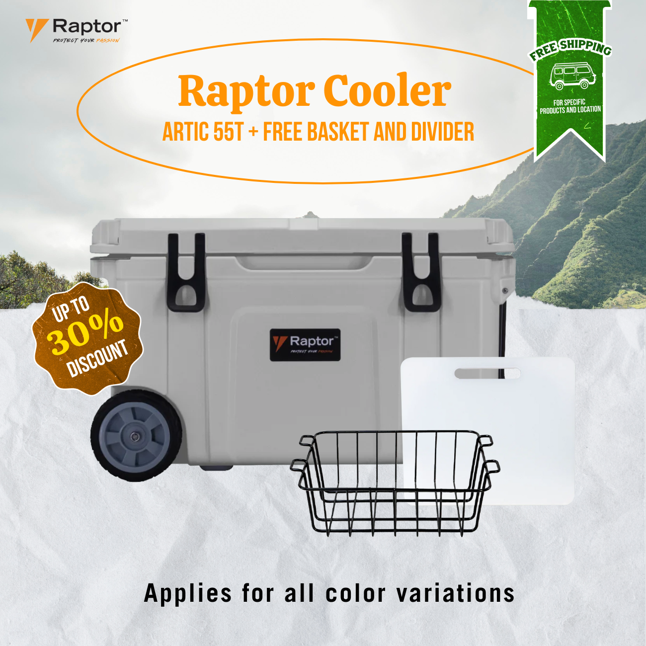 Raptor Cooler Arctic 55T + Free Basket and Divider Bundle