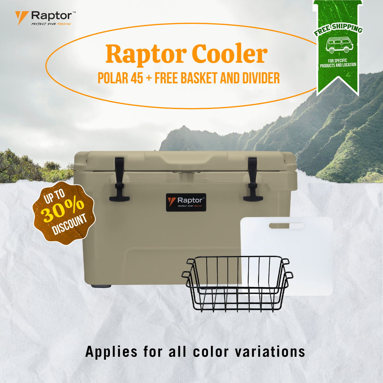 Raptor Cooler Polar 45 + Free Basket and Divider Bundle