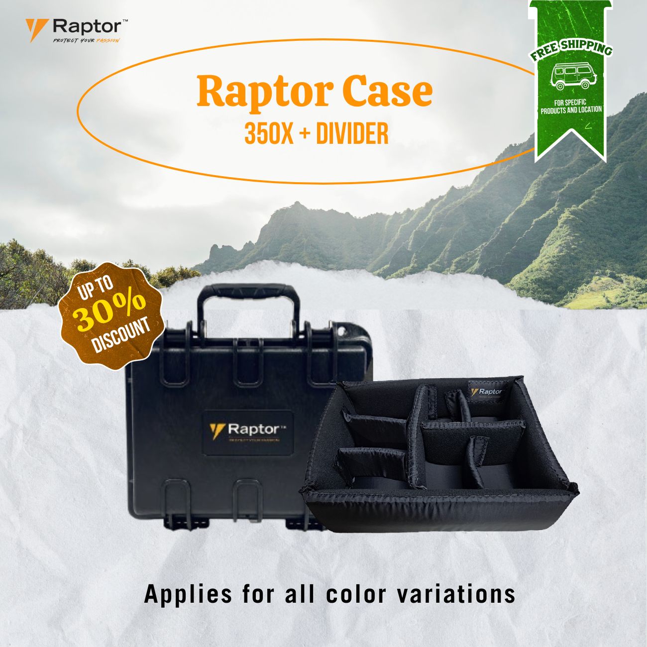 Raptor Case Extreme Hand Carry 350x + Divider Bundle