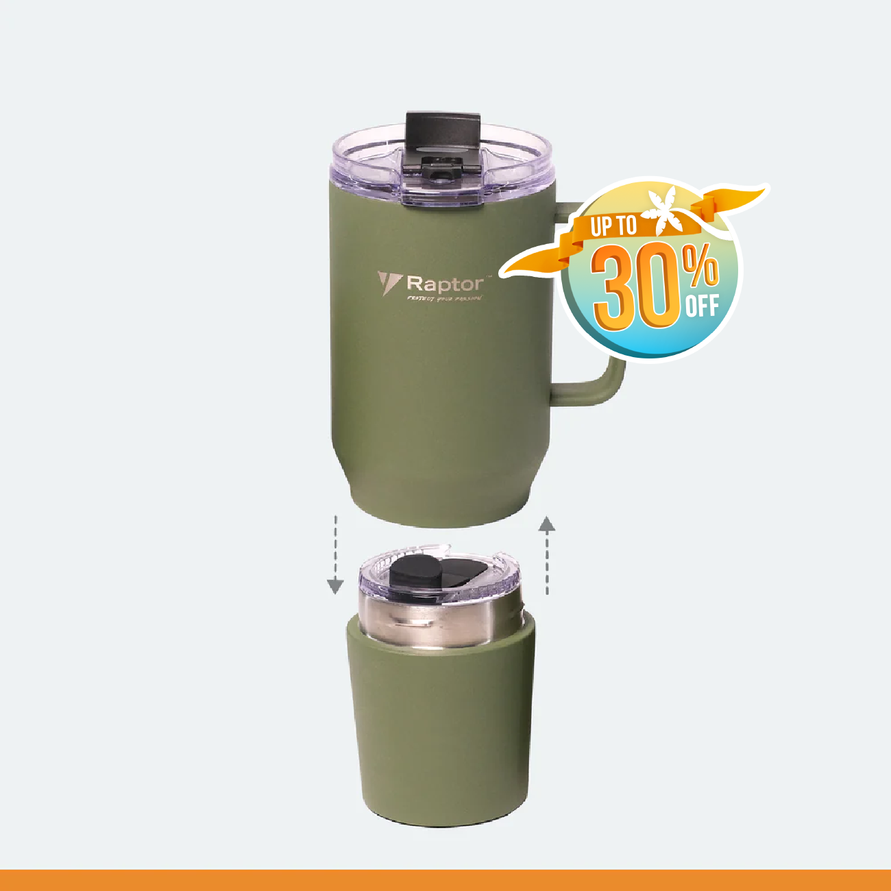 Raptor Drinkware Fusion 28 oz, 2-in-1 Double-Wall Vacuum Insulated Tumbler