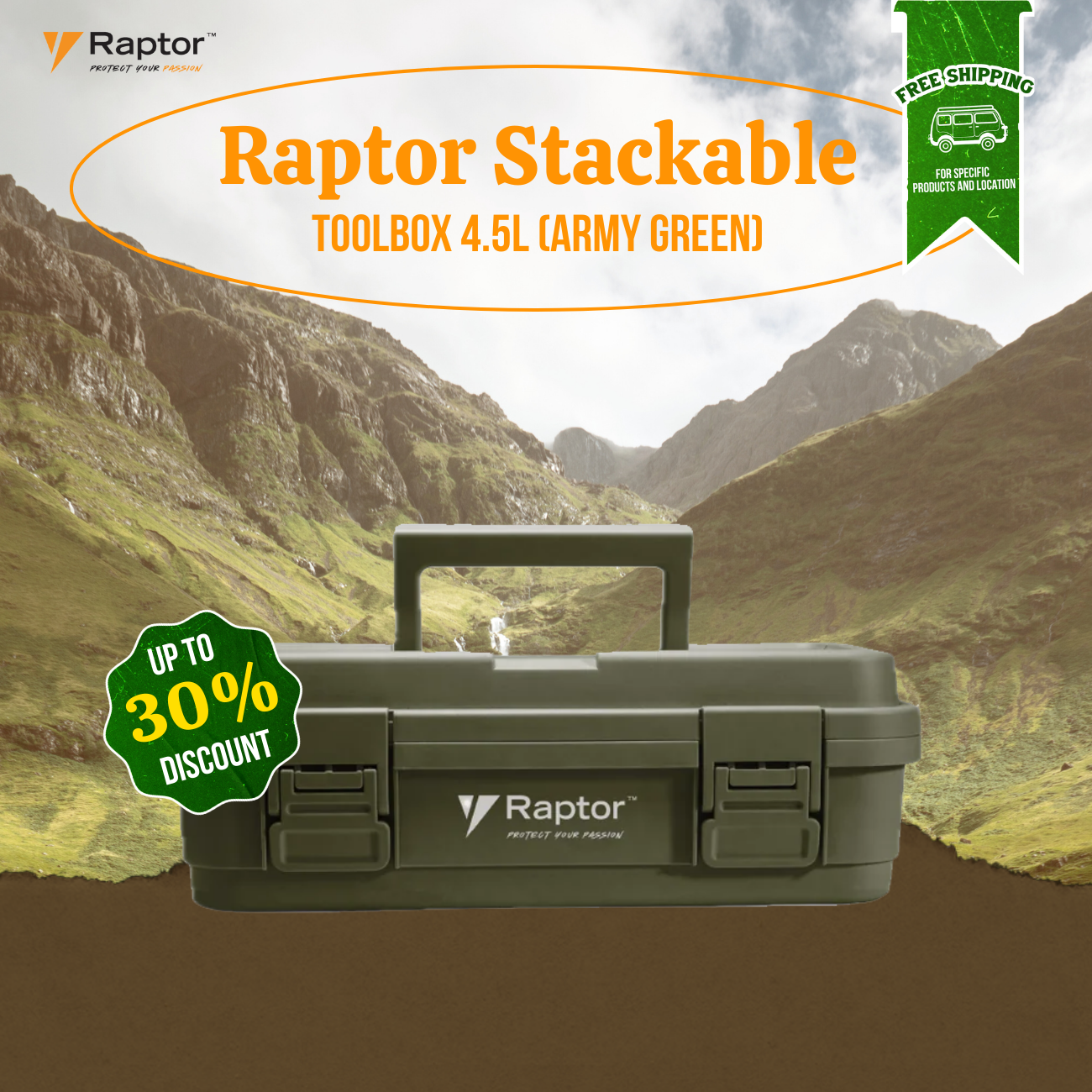 Raptor Case Utility 4.5L Stackable Tool box