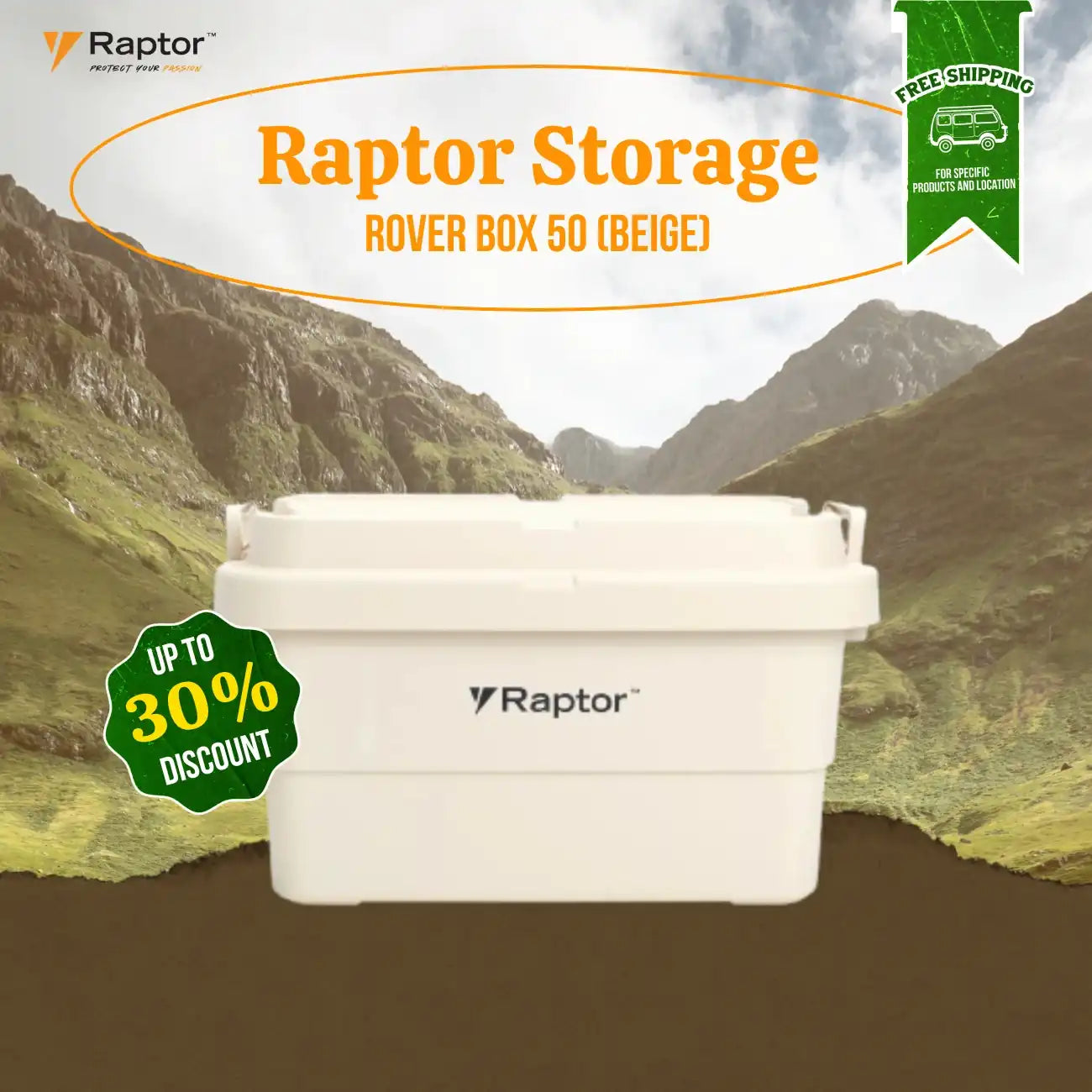 Raptor Storage Beige Rover Box 50 | Raptor